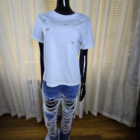 White Embellished T-Shirt - Picture 15 of 16